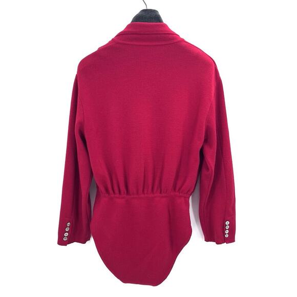 Vintage Donna Karan Red Wool Long Sleeve Bodysuit Size P & Turtleneck Insert - Picture 4 of 12